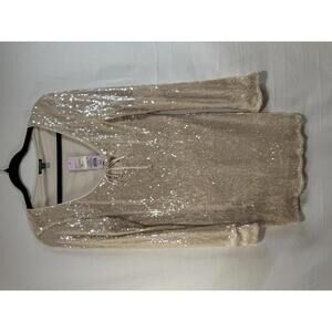 Wild Fable Cream Sequin Mini Dress Long Sleeve NWT Size medium